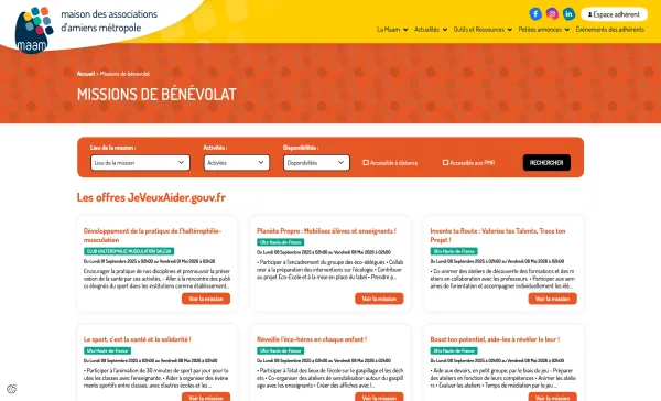 Site Internet de la Maison des Associations d'Amiens Métropole