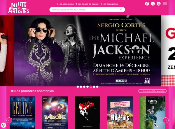 Site Internet de réservation Nuits d'artistes