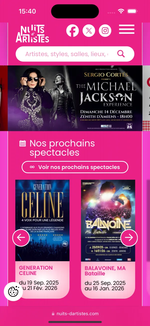 Site Internet de réservation Nuits d'artistes