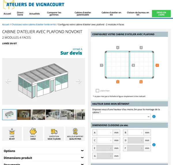 Le site Internet Configurateur/E-Commerce des Ateliers de Vignacourt