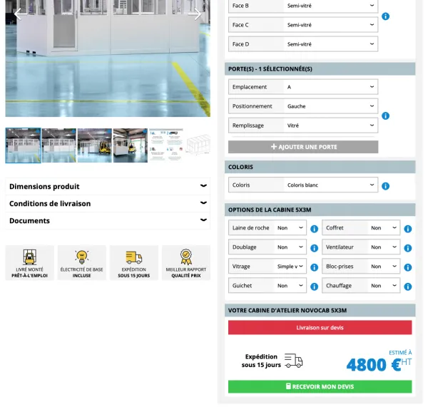 Le site Internet Configurateur/E-Commerce des Ateliers de Vignacourt