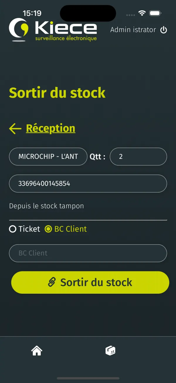 Application Mobile de gestion de stock pour Kiece