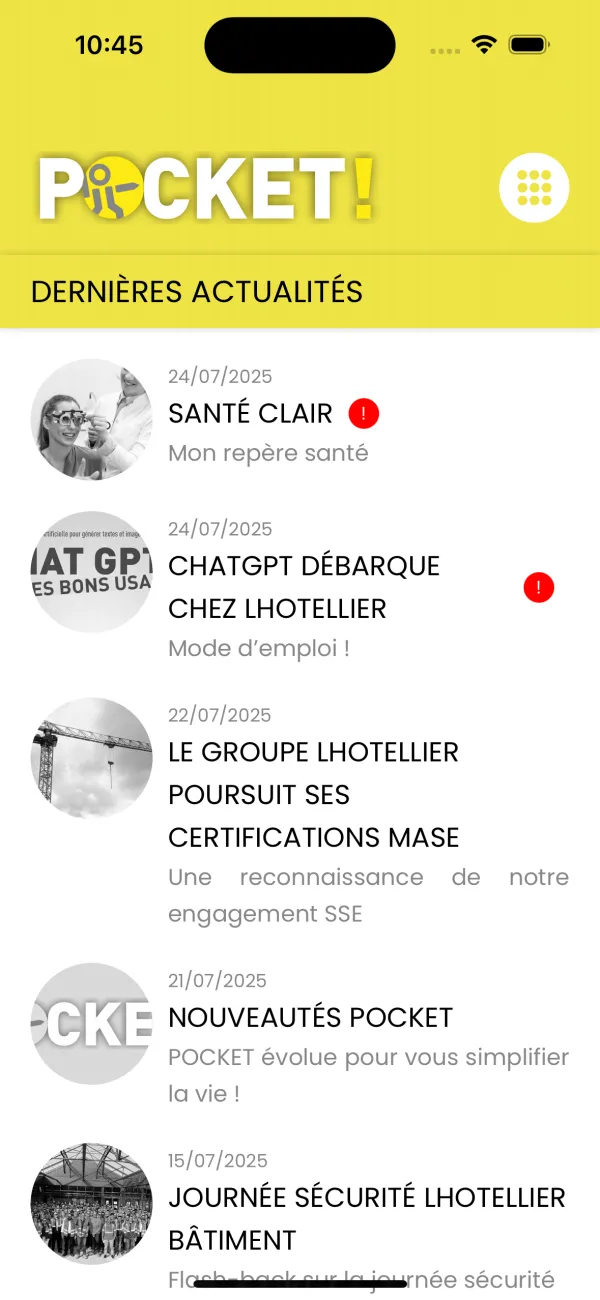 Application Mobile Pocket! (Groupe Lhotellier)