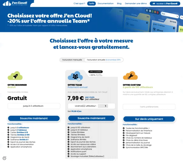 Application et site web J'en Cloud!