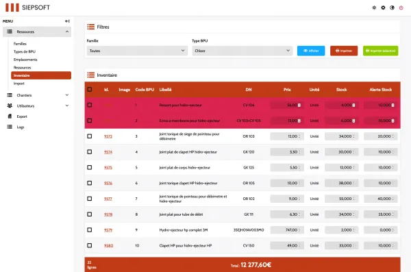 Application de gestion de stock SIEPSoft