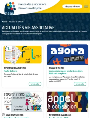 Site Internet de la Maison des Associations d'Amiens Métropole