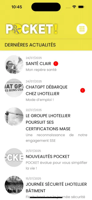 Application Mobile Pocket! (Groupe Lhotellier)